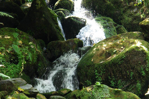 фотография 036 водопад в горах струи воды камни брызги