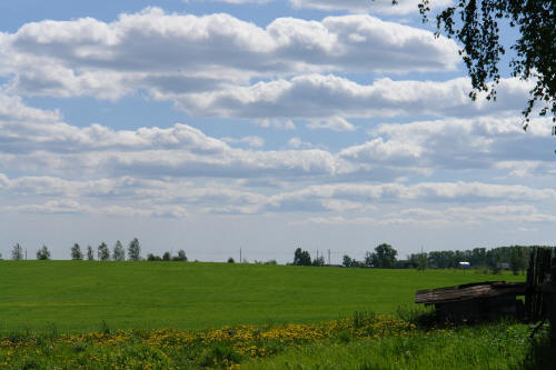 фотография 059 лето поле деревня телега облака